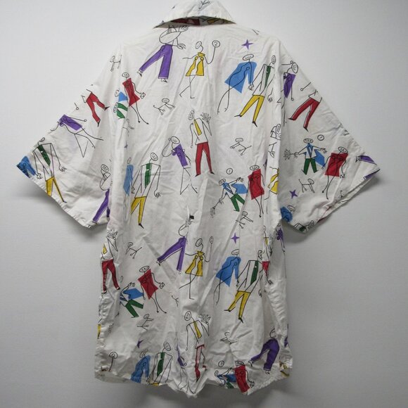 Vintage Star of India Art to Wear Funky People Print Oversized Tunic Blouse sz S - Picture 3 of 5